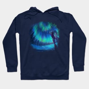 Aurora Night in winter Hoodie